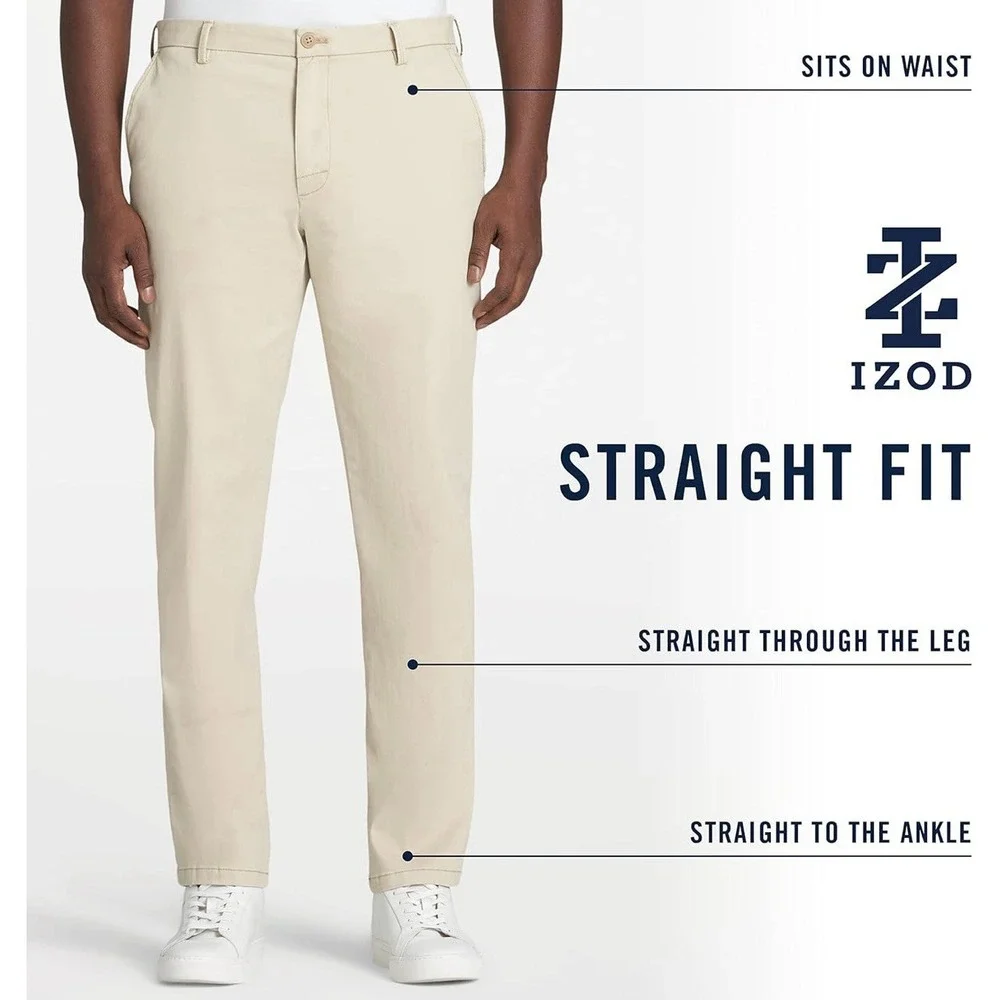 IZOD Men's Saltwater Stretch Flat Front Straight Fit Chino Pant 36W 30L